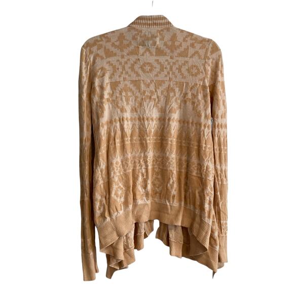 Y2K Abercrombie Fitch Gold Aztec Tribal Cotton Asymmetrical Cardigan Size Medium - Picture 2 of 16